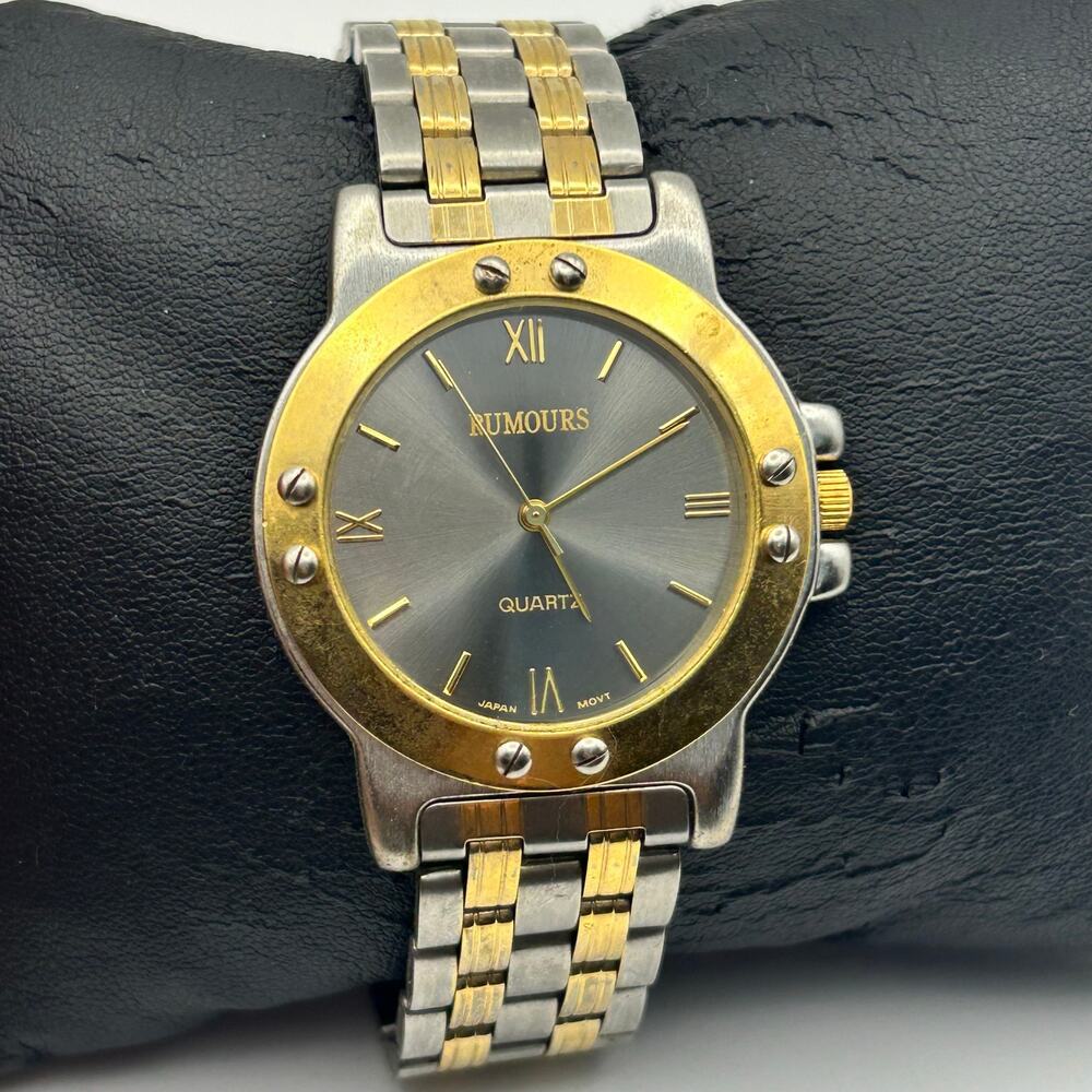 Vintage Rumours Two-tone Stainless Steel Men’s Quartz Watch Working New Battery